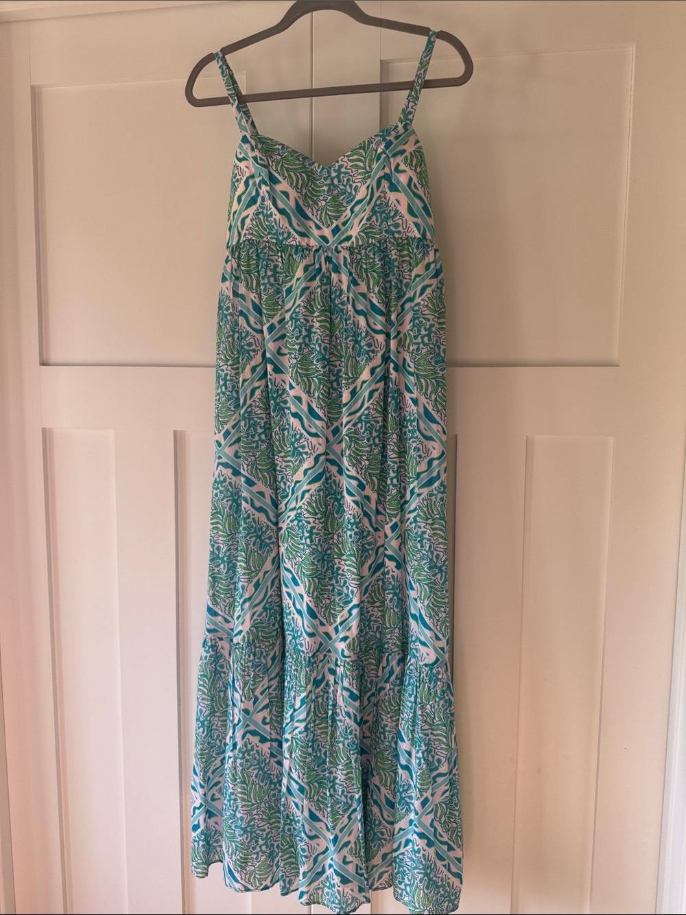 Lilly Pulitzer Teal and White Printed Maxi Dress